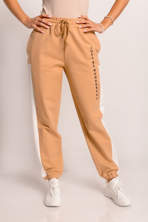 Cotton trousers with print Solanilla, beige
