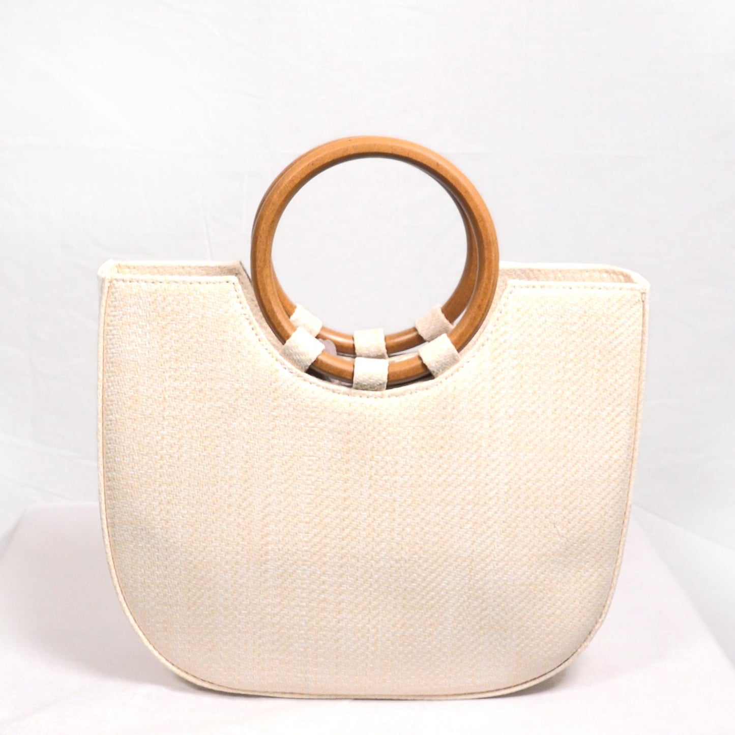 Women's Stylish Handbag with Round Wooden Handle — Free Shipping