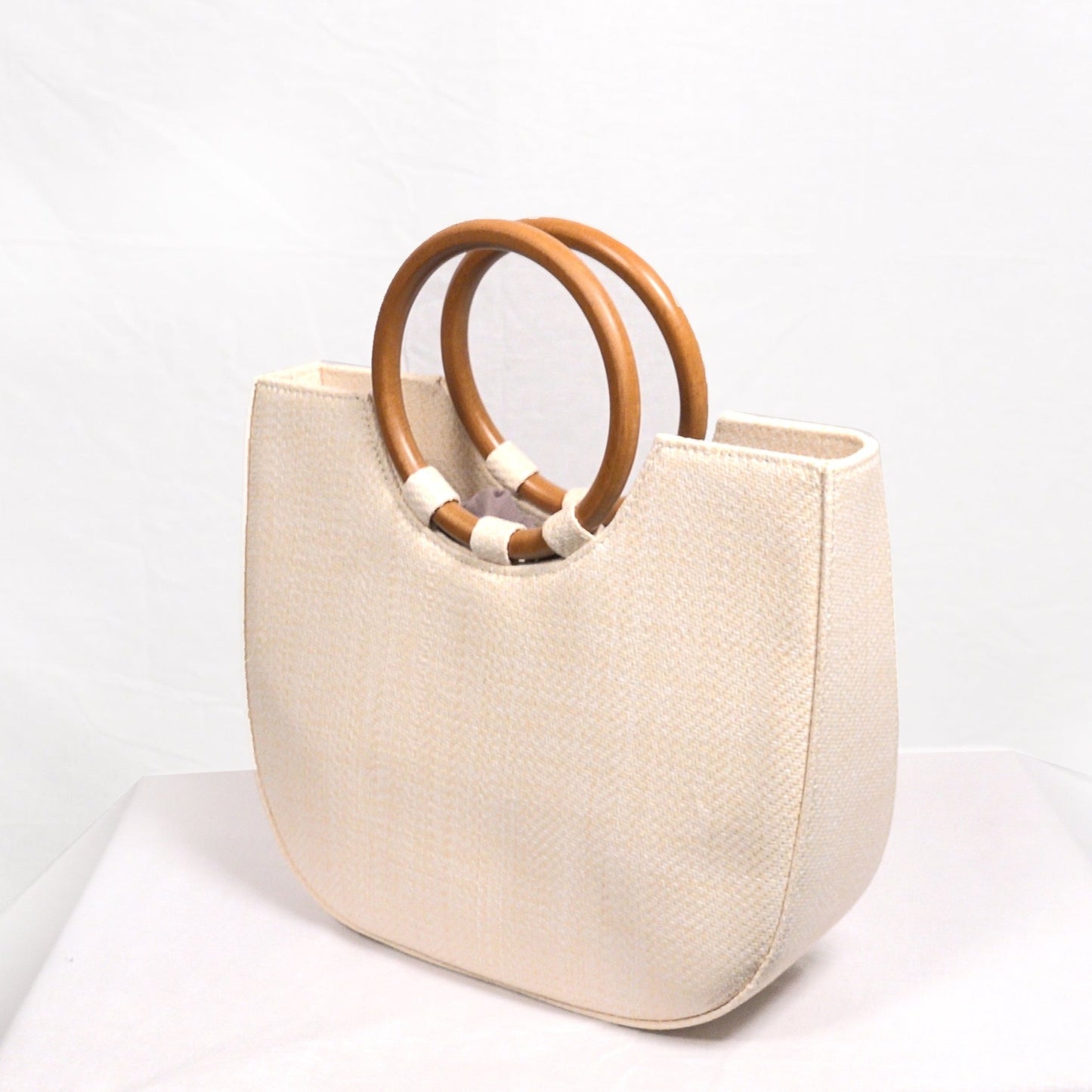 Women's Stylish Handbag with Round Wooden Handle — Free Shipping