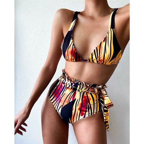 Tiger Pattern Print Bikini High Waist Swimwear