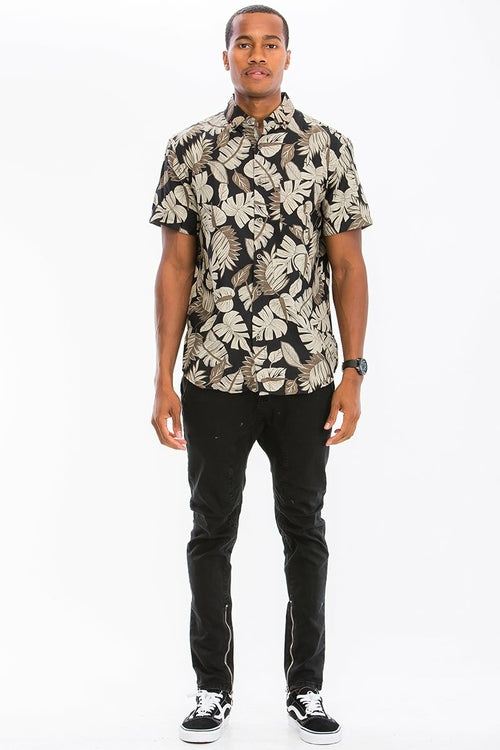 Hawaiian Print Button Down Shirt