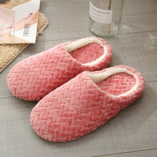 Women Indoor Slippers Warm Plush Lovers Home Slipper Anti Slip Autumn