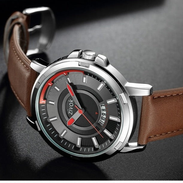 Men's Zivok Watch with red inner dial accent