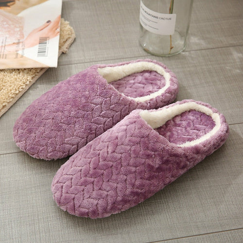 Women Indoor Slippers Warm Plush Lovers Home Slipper Anti Slip Autumn