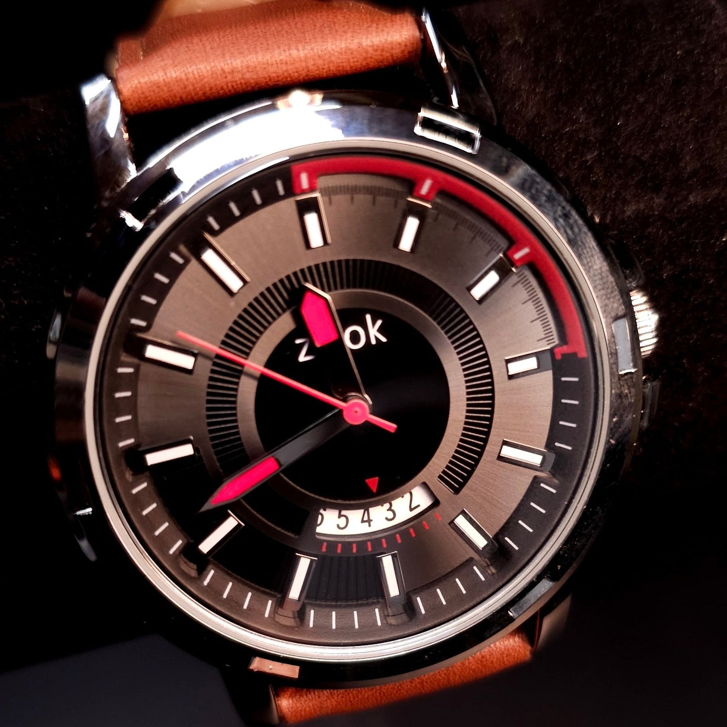 Men's Zivok Watch with red inner dial accent