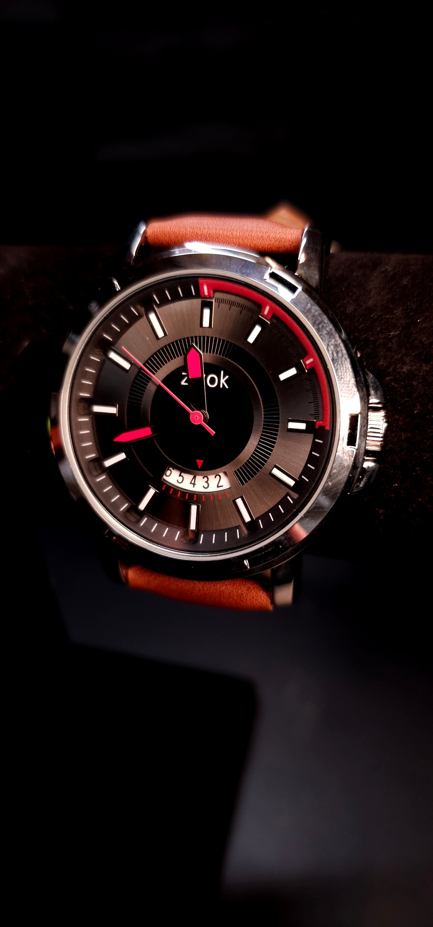 Men's Zivok Watch with red inner dial accent