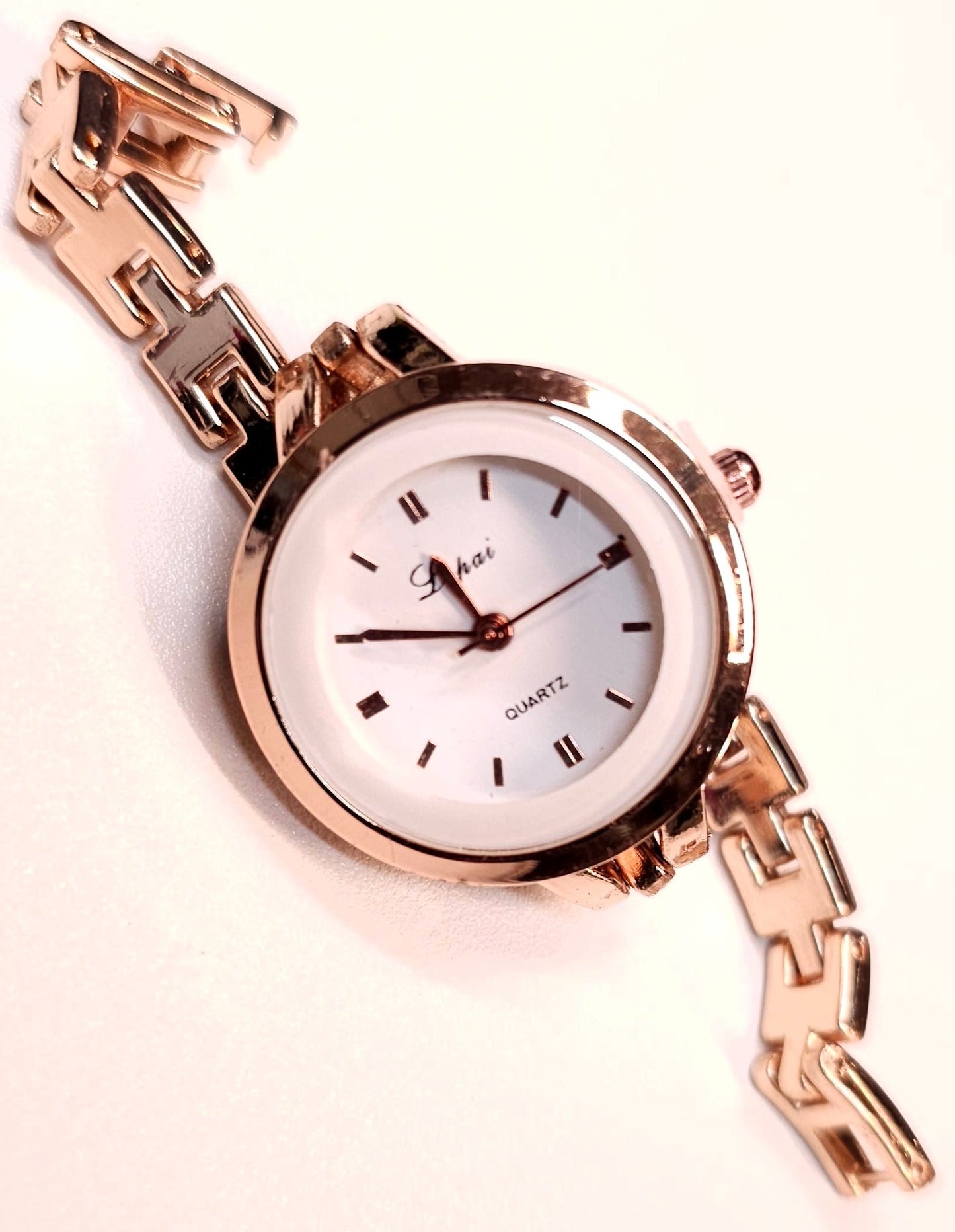 Women's Small Gold Toned and White Bracelet Watch — Free Shipping