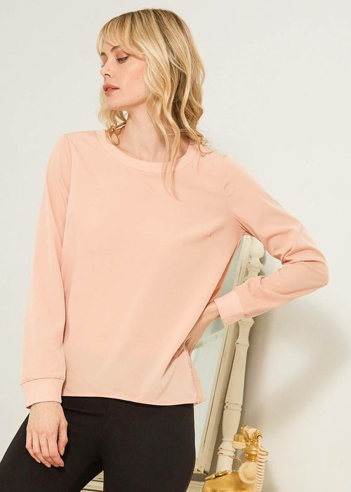 Women's Open Back Crewneck Top In Blush