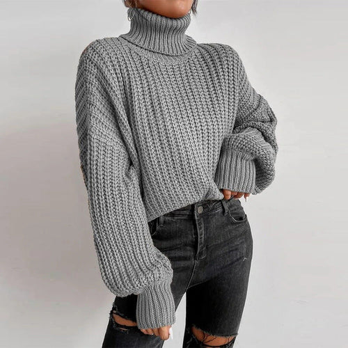 Autumn And Winter Fashion Fall Shoulder Long Sleeve Knitted Loose Pull