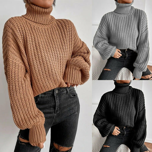 Autumn And Winter Fashion Fall Shoulder Long Sleeve Knitted Loose Pull