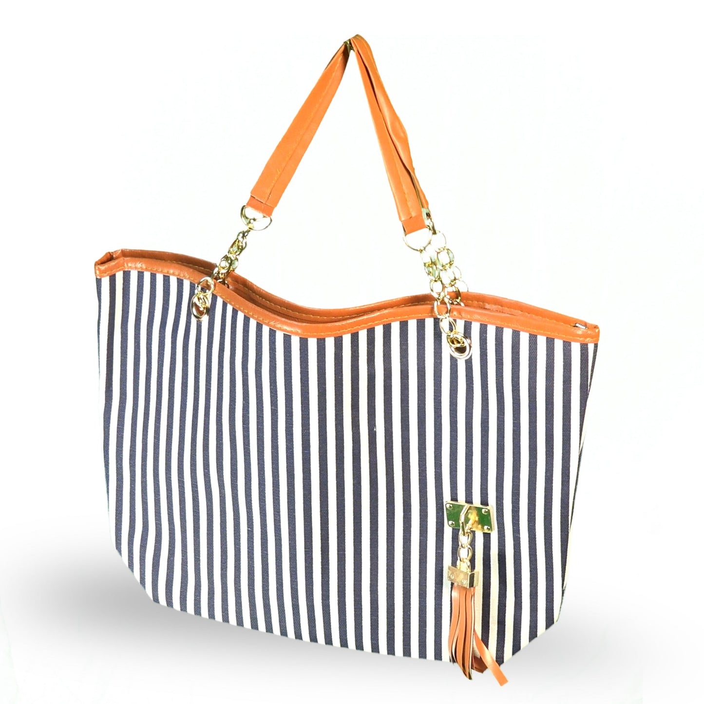 Women's Blue Striped Tote Bag — Free Shipping