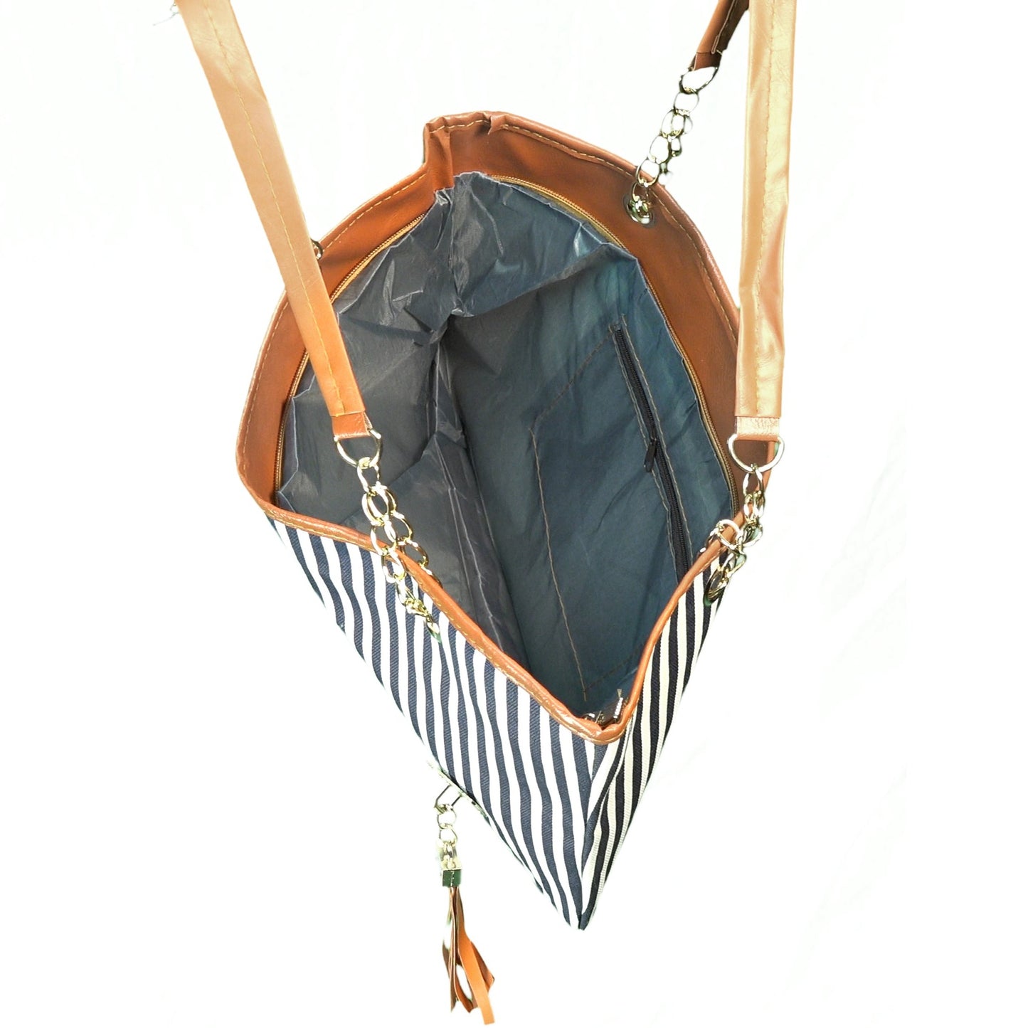 Women's Blue Striped Tote Bag — Free Shipping