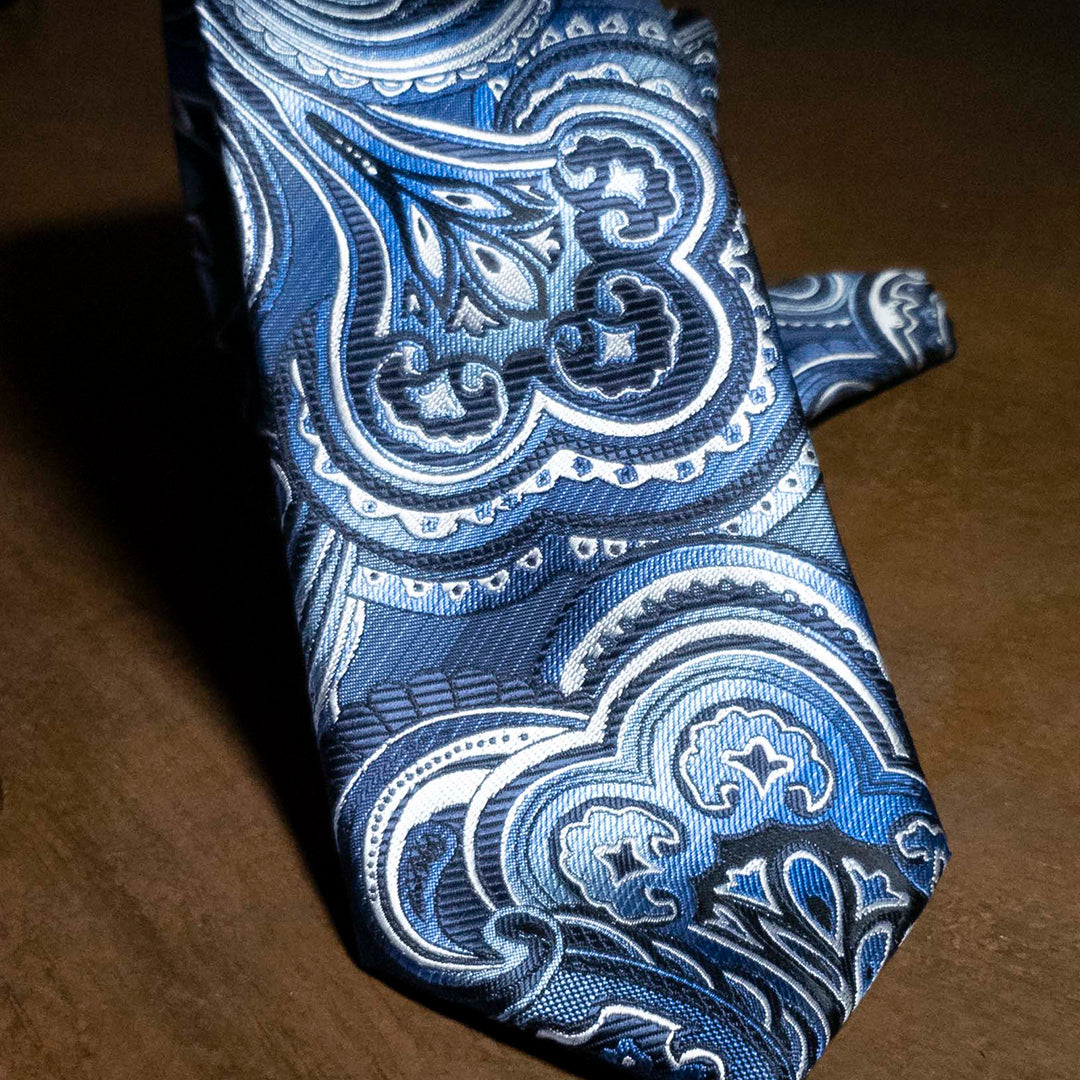 Men's Silk Paisley Tie - Blue — Free Shipping