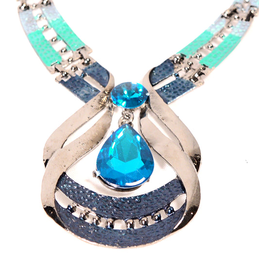 Women's Crystal Blue Inspired Sapphire Necklace and Earrings Set — Free Shipping