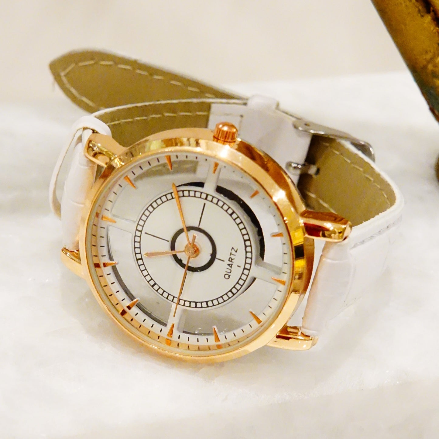 Women's Small, White and Copper toned Wristwatch — Free Shipping