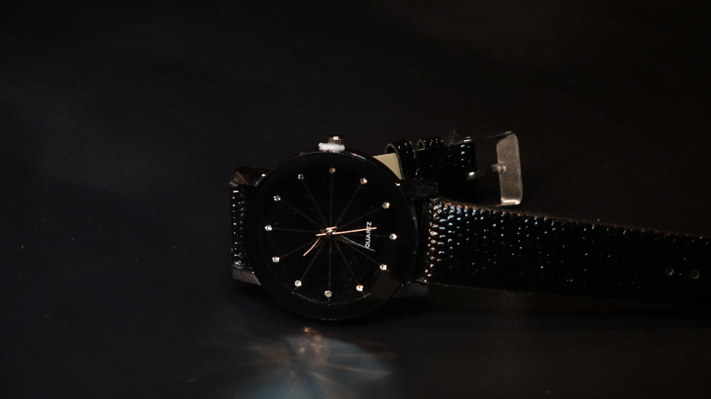 Men's Black Quartz Watch — Free Shipping