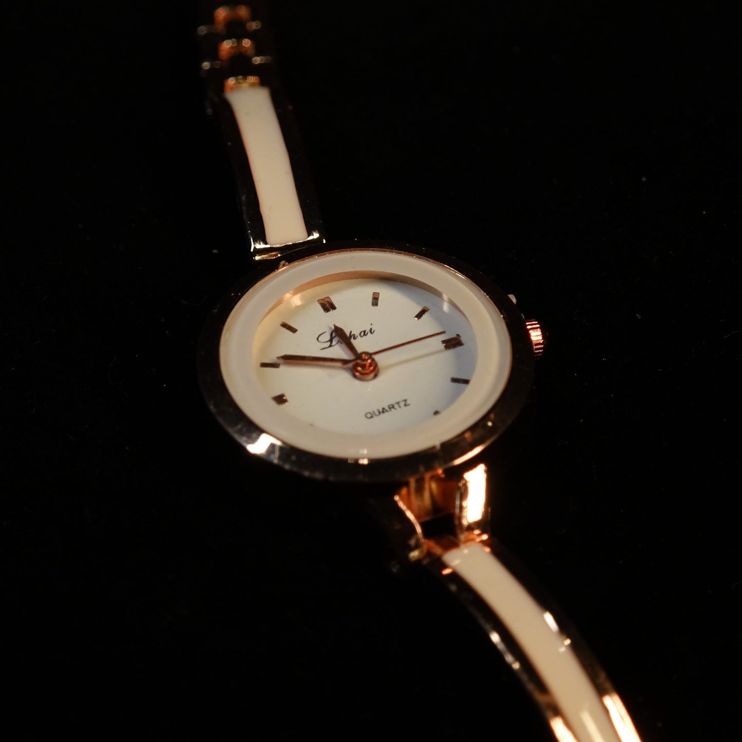 Women's Small Gold Toned and White Bracelet Watch — Free Shipping