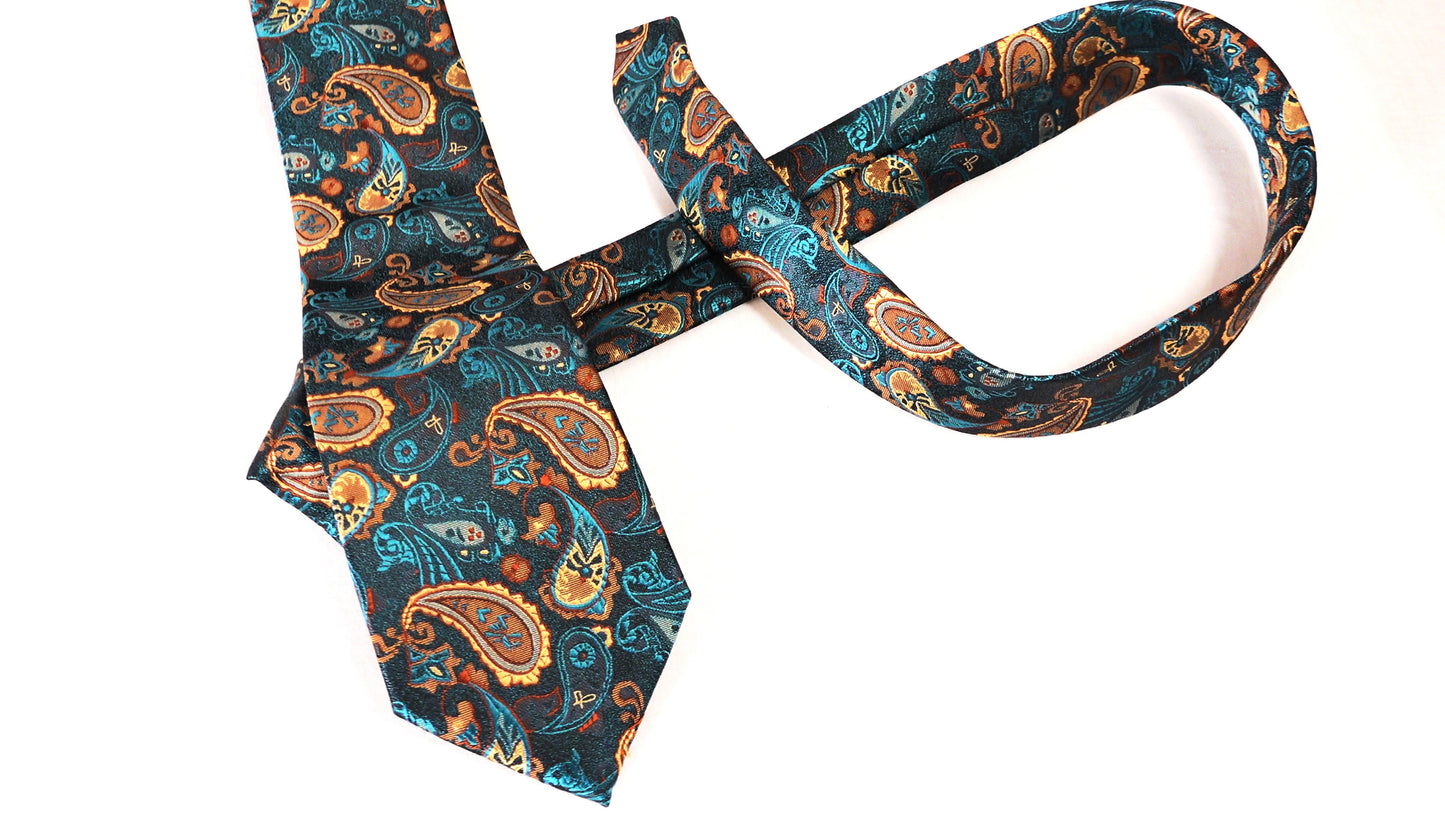 Men's Silk Paisley Tie - Green — Free Shipping