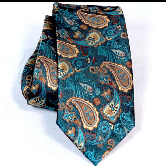 Men's Silk Paisley Tie - Green — Free Shipping